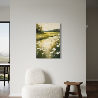 Toile Green Meadow - Paysage Fleur sauvage serein