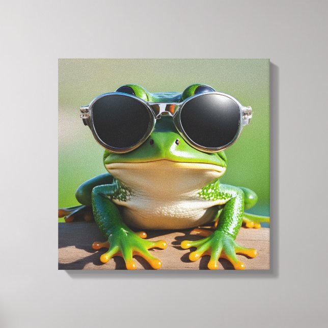 Toile Grenouille drôle avec lunettes de soleil (Recto)
