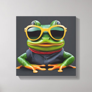 Toile Grenouille drôle avec lunettes de soleil