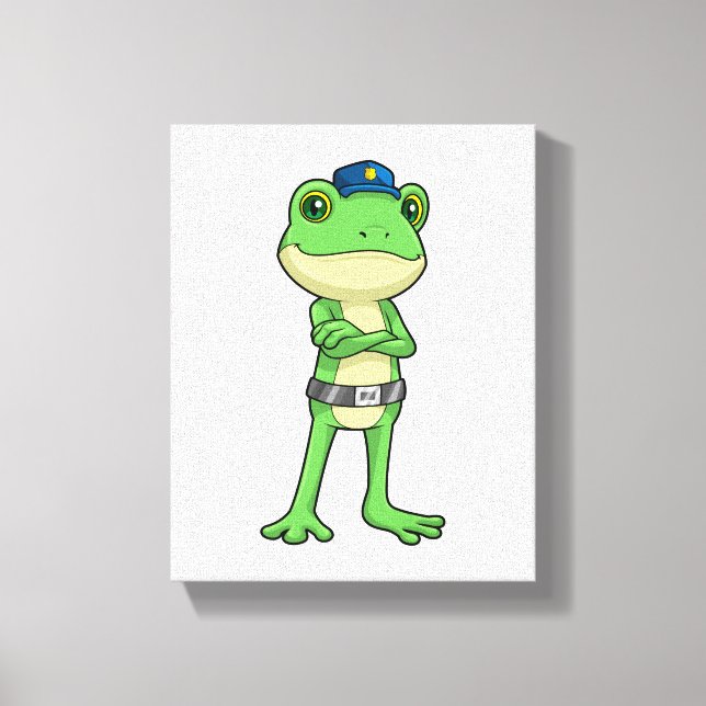 Toile Grenouille en tant qu'agent de police avec casquet (Recto)