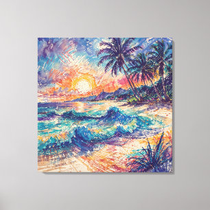 Toile Gribouillages de plage - Paysage de style artistiq