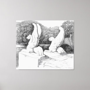 Toile Griffins sculpture crayon monochrome Art
