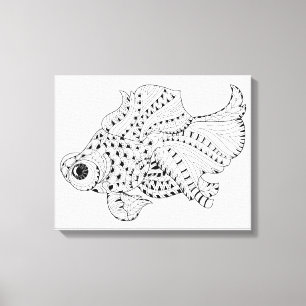 Toile Griffonnage 6 de poissons