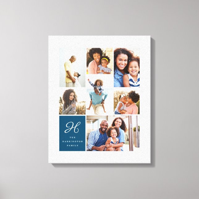 Toile Grille de collage photo multiple monogramme et fam (Recto)