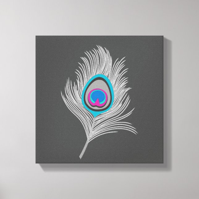 Toile Gris argenté / Gris Peacock plumes sur Graphite (Recto)