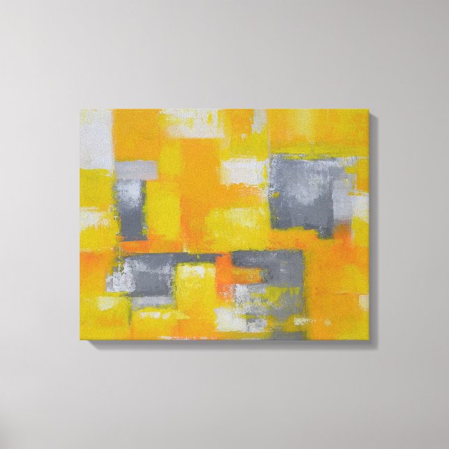 Toile gris jaune blanc moderne peinture abstraite (Recto)