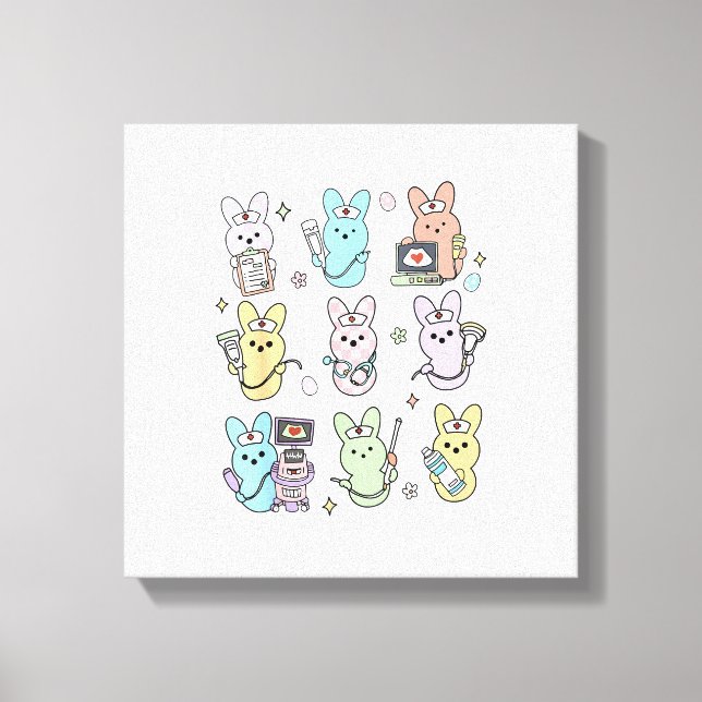 Toile Groovy Bunnies Candy Ultrasound Tech Easter Sonogr (Recto)