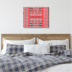 Toile Gros plan de tissu à motifs rouges et noirs