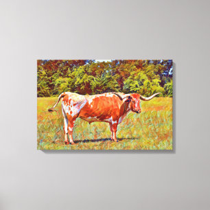 Toile Gros Texas Longhorn Cow Canvas Art Imprimer