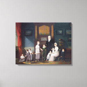 Toile Groupe de famille dans un intérieur, c.1800