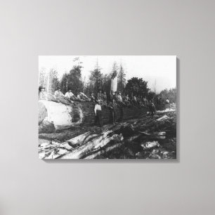 Toile Groupe de Lumberjacks sur une grande photo en rond