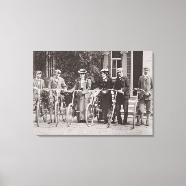 Toile Groupe d'edwardiane bicyclique, early 1900 s (b/w (Recto)