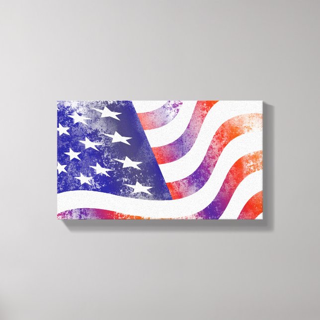 Toile Grunge patriotique flottante drapeau américain, Ol (Recto)