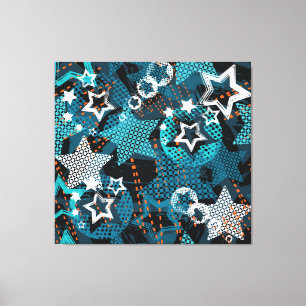 Toile Grunge star motif, design pour enfants ludique.