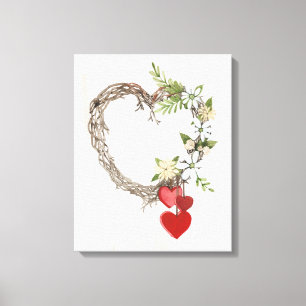 Toile Guirlande rustique II de coeur de Valentine
