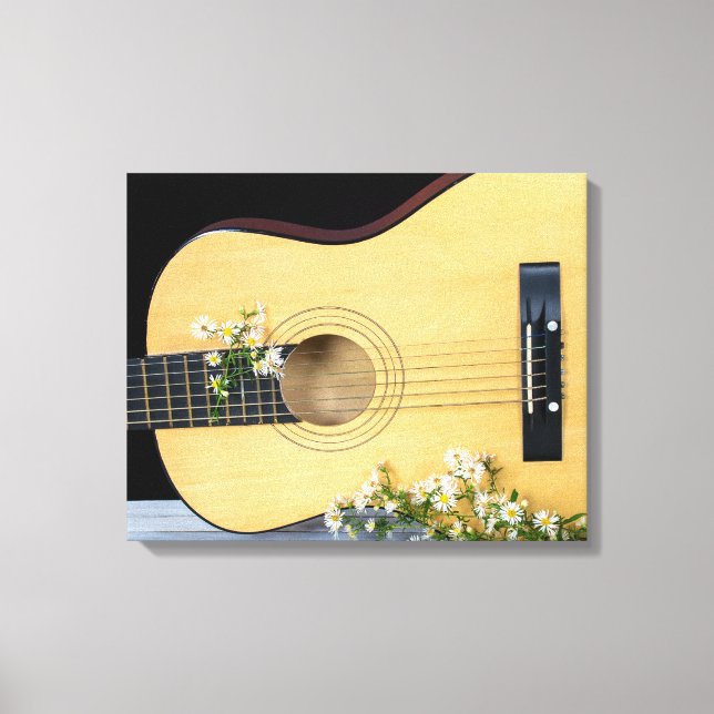 Toile Guitare avec grille fleur sauvage (Recto)