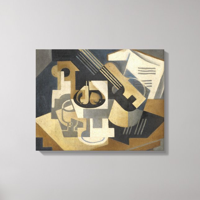 Toile Guitare et bol de fruits sur une table, 1918 (Recto)