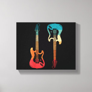 Toile Guitare Rétro Guitariste Guitare Basse Électrique 