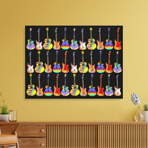 Toile Guitares Colorées