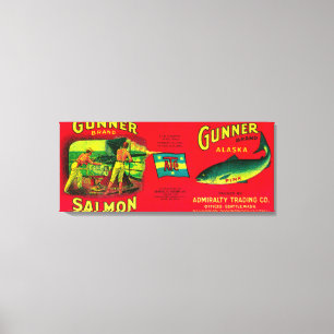 Toile Gunner Saumon Can Label Gambier Bay, AK