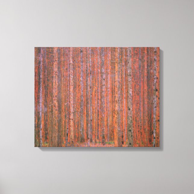 Toile Gustav Klimt Fir Forêt Tannenwald Arbres rouges (Recto)