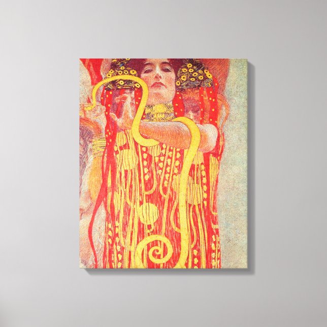 Toile Gustav Klimt Red Woman Gold Snake Peinture (Recto)