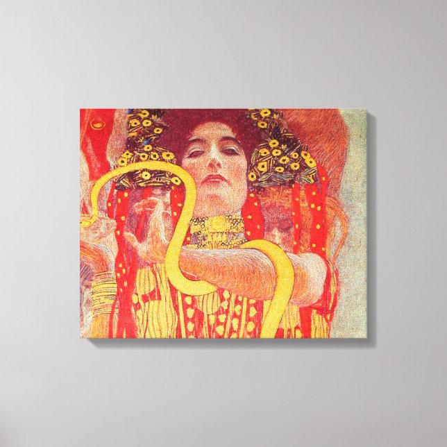 Toile Gustav Klimt Red Woman Gold Snake Peinture (Recto)