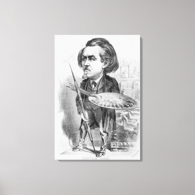 Toile Gustave Dore (1832-83), Caricature from 'Le Ouel (Recto)