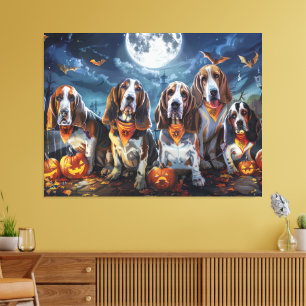 Toile Halloween Basset Hound Éffrayant
