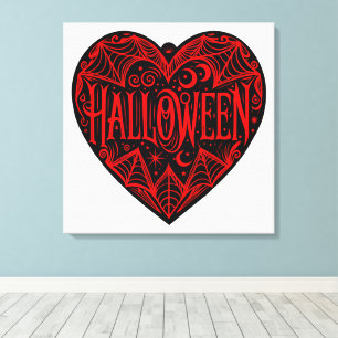 Toile Halloween Cœur, Cœur Noir en Forme, Vacances