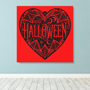 Toile Halloween cœur, forme de cœur noir, vacances