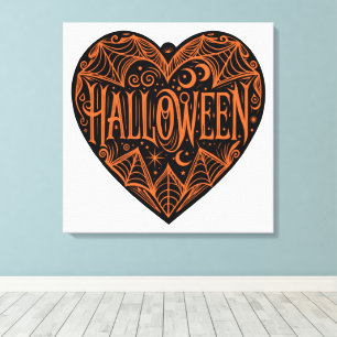 Toile Halloween cœur, forme de cœur noir, vacances