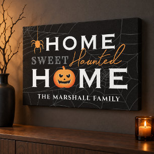 Toile Halloween Maison Sucrée Maison Hantée Nom de Famil