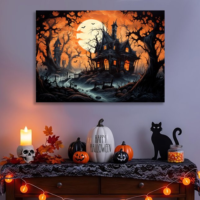 Toile Halloween Manor hanté à Amber Dusk (Créateur téléchargé)