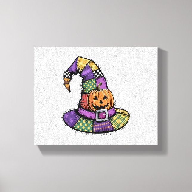 Toile Halloween Patchwork Witch Casquette Éffrayant (Recto)
