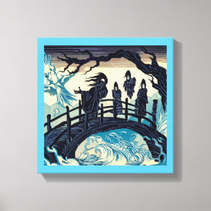 Toile Halloween - Pont Hanté Gravure sur Bois 2