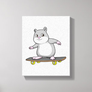 Toile Hamster en patinage avec skateboard