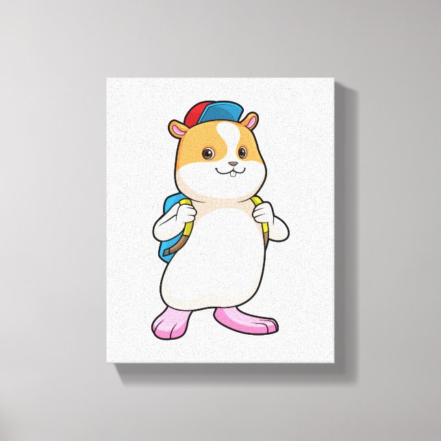 Toile Hamster en tant qu'étudiant avec sac à dos et Casq (Recto)