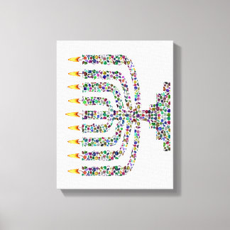 Toile Hanukkiah fait avec Gems Stretted Canvas Print