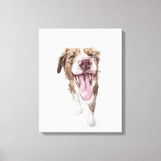 Toile Happy Dog Watercolor Portrait