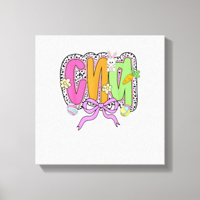 Toile Happy Easter CNA Nurse Coquette Bow Bunny Eggs Wom (Recto)