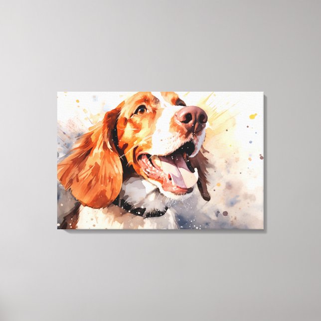 Toile Happy Watercolor Dog Art Imprimer (Recto)