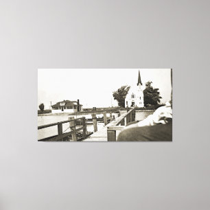 Toile Harsens Island Michigan St Marks Church 1925 vue