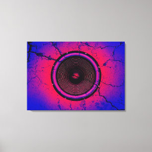 Toile Haut-parleur de musique sur un mur fissuré
