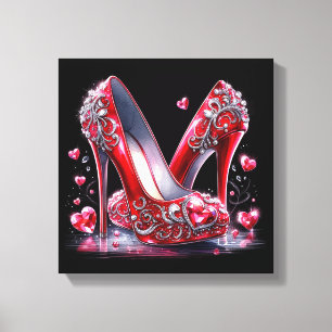 Toile Haut talons de Stiletto rouge avec diamants en for