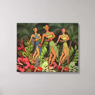 Toile Hawaii Aloha Palm Hula Art Design