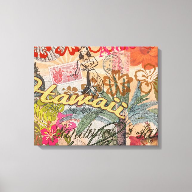 Toile Hawaii Hula Fleur Voyage Vintage (Recto)