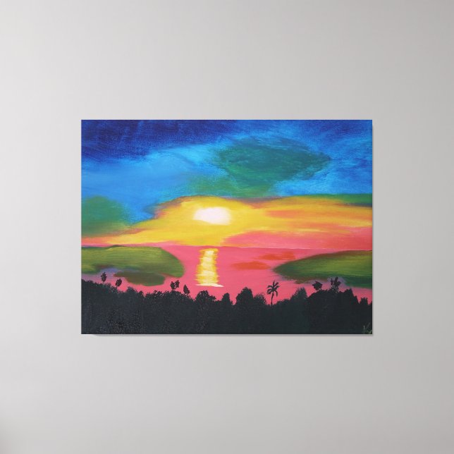 Toile Hawaiian Sunset Sky peinture acrylique originale (Recto)