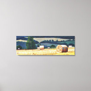Toile Haybales sur l'huile de flanc de coteau sur la