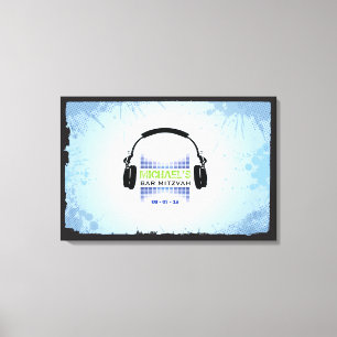 Toile HEADPHONES Bat Bar Mitzvah Panneau d'ouverture de 
